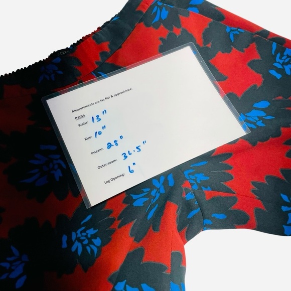 J Crew Pants Firework Floral Tapered Trouser Pants Pull On Career Red Blue sz 4 - Picture 9 of 11